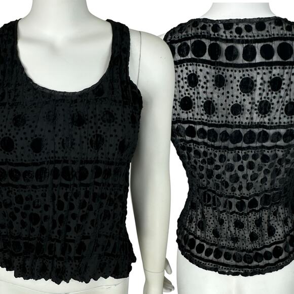 Y2K Alberto Makali Top Womens Medium Velvet Burnout Sleeveless Sheer Crinkle - Picture 1 of 5